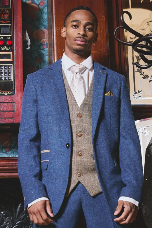 The WHU Collection - DION Blue Tweed Suit with TED Waistcoat As Worn By Crysencio Summerville sold by Marc Darcy