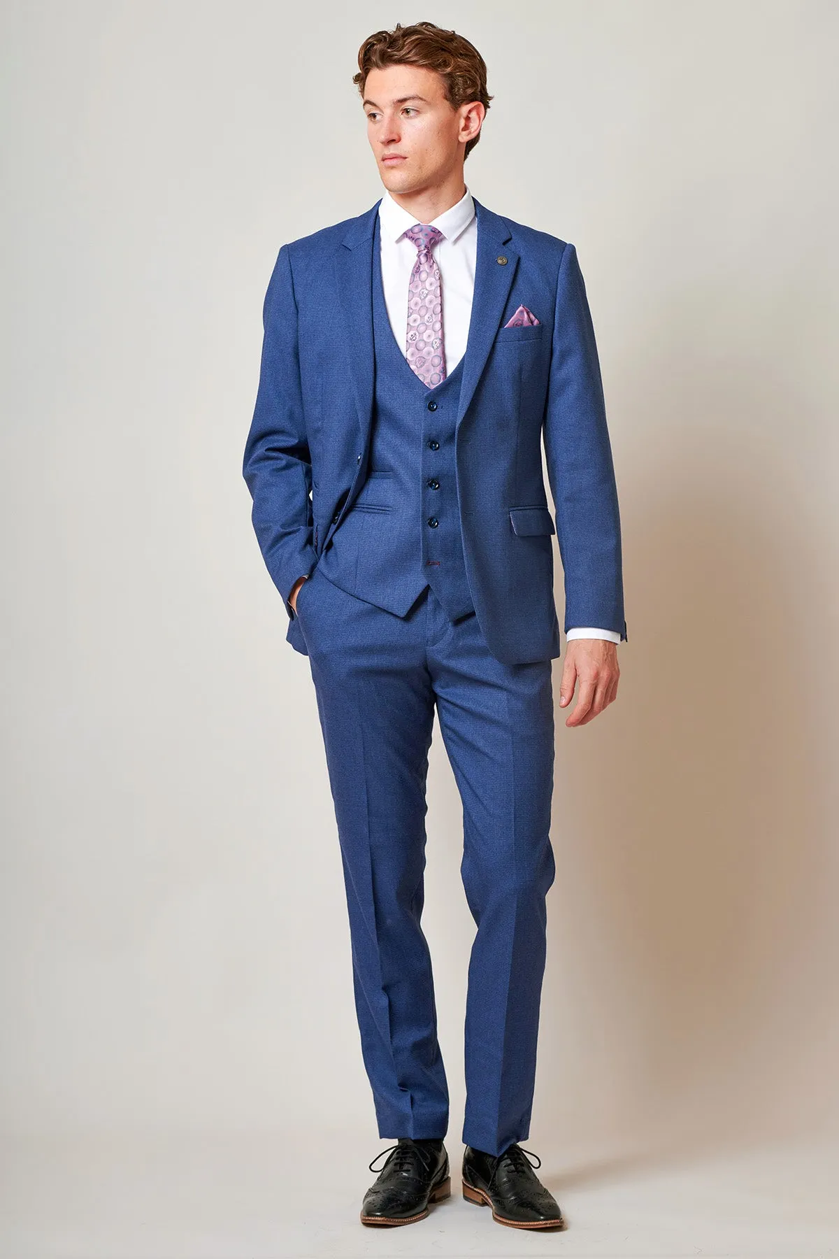The Everton Collection | Tim Iroegbunam In ASHLEY Navy Blue Three Piece Suit sold by Marc Darcy product image thumbnail 4