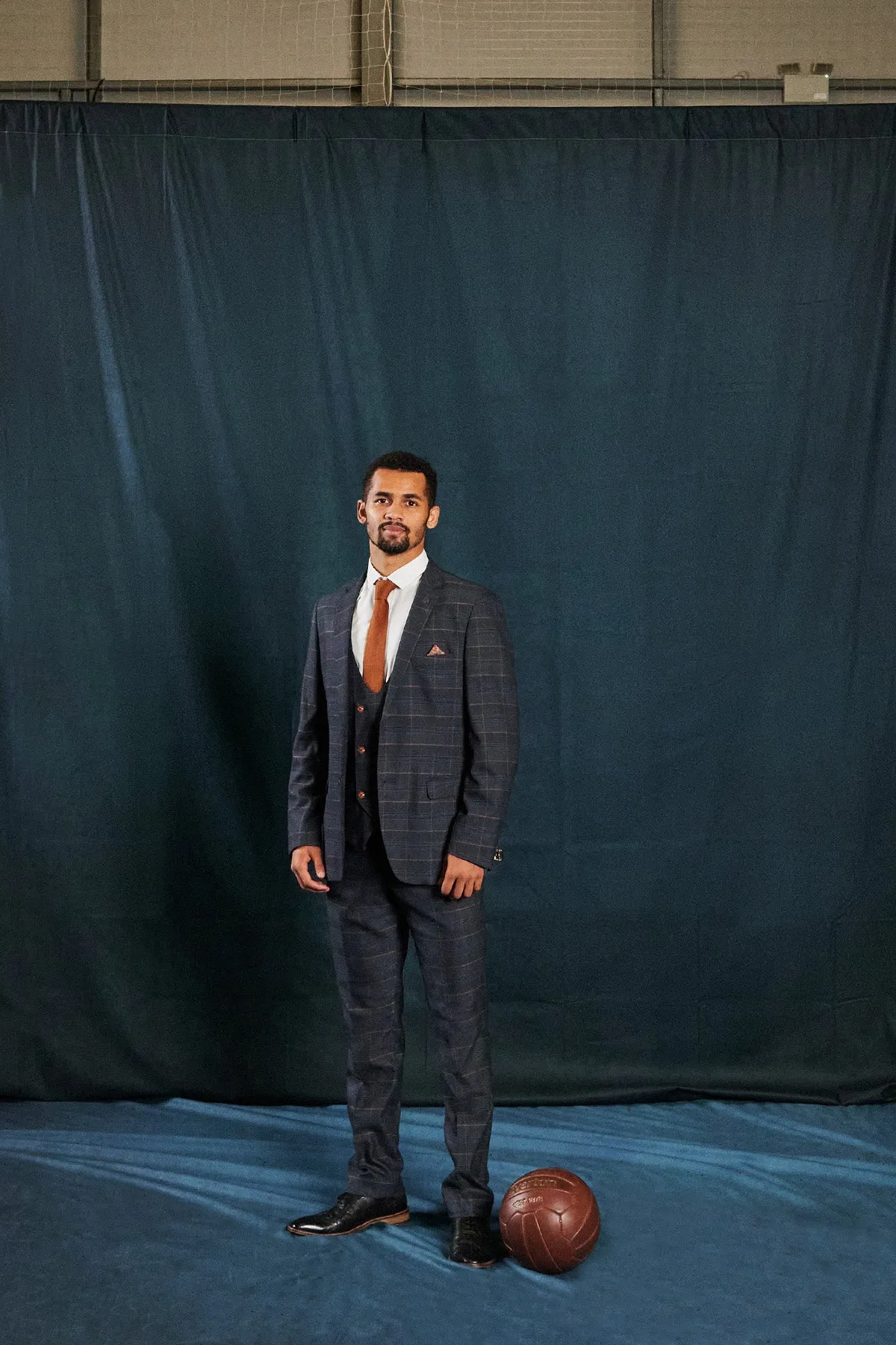 The Everton Collection | Iliman Ndiaye In JENSON Marine Navy Check Suit sold by Marc Darcy product image thumbnail 2