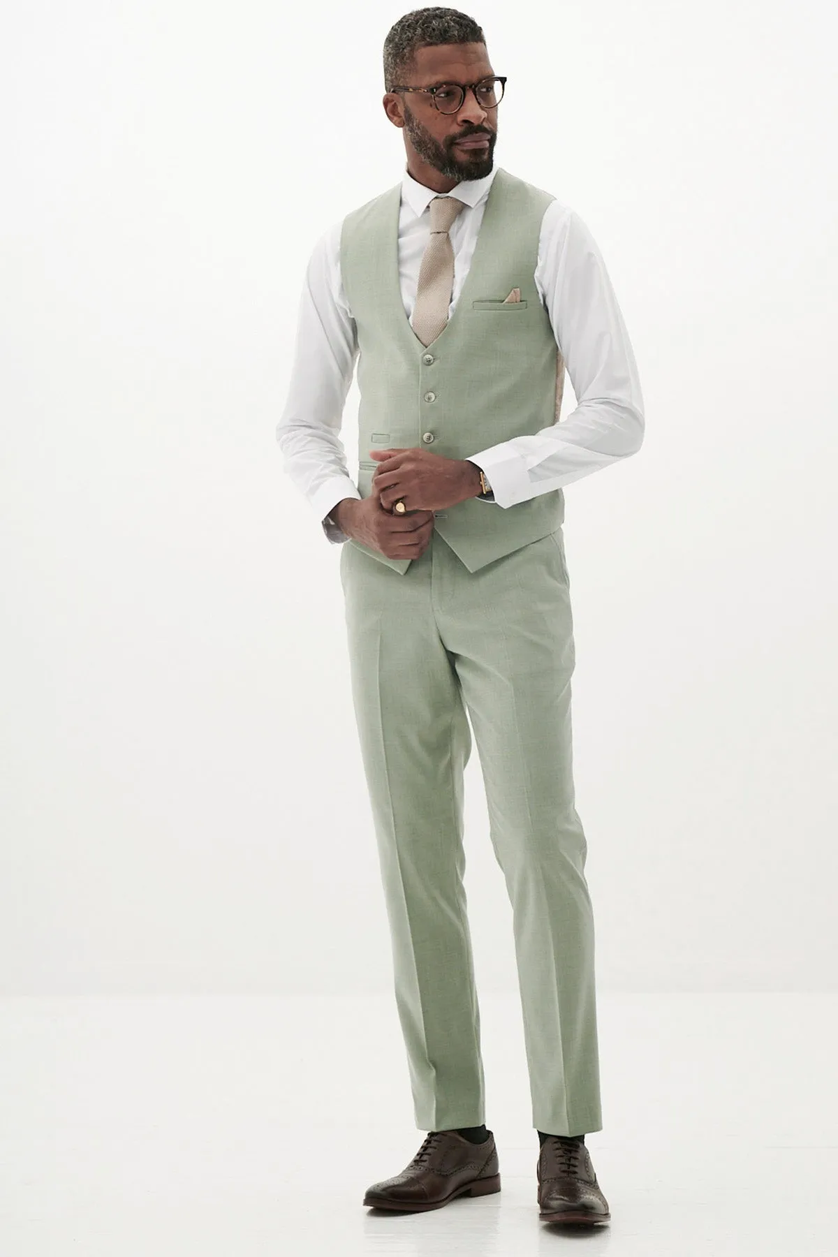 FINLEY - Moss Green Single Breasted Waistcoat sold by Marc Darcy product image thumbnail 5