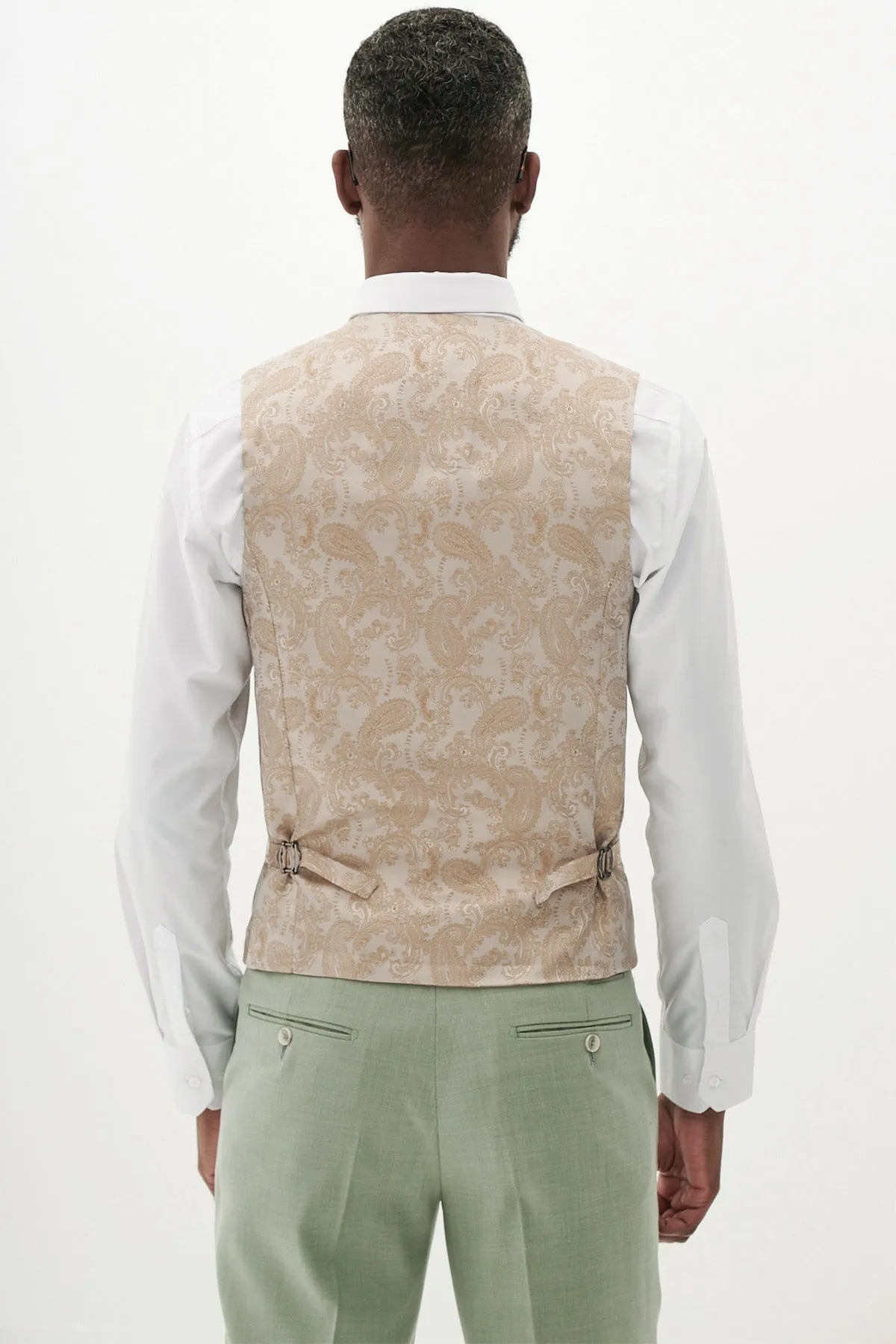 FINLEY - Moss Green Single Breasted Waistcoat sold by Marc Darcy product image thumbnail 3