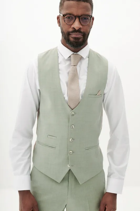 FINLEY - Moss Green Single Breasted Waistcoat sold by Marc Darcy
