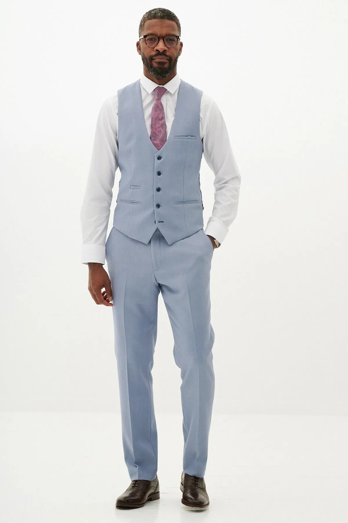 HM5 - Sky Blue Single Breasted Waistcoat sold by Marc Darcy product image thumbnail 3
