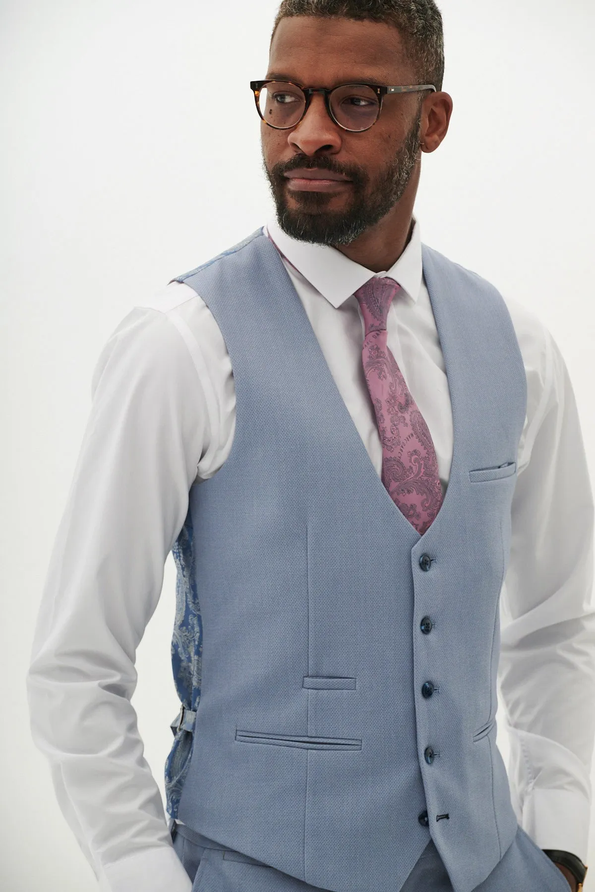 HM5 - Sky Blue Single Breasted Waistcoat sold by Marc Darcy product image thumbnail 5