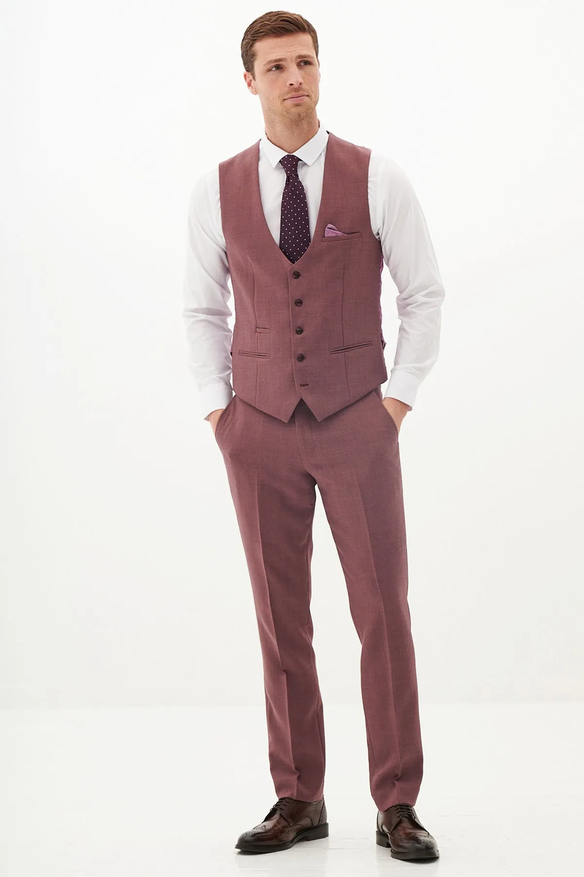 MONTY - Mauve Single Breasted Waistcoat sold by Marc Darcy product image thumbnail 3