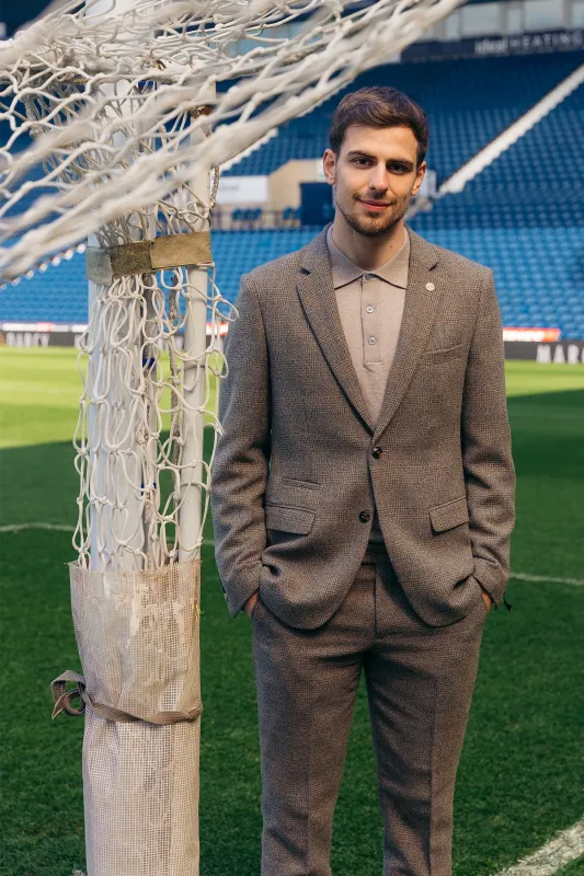 The West Bromwich Albion F.C. Collection | KRIS Tan Tweed Suit As Seen On Jayson Molumby sold by Marc Darcy
