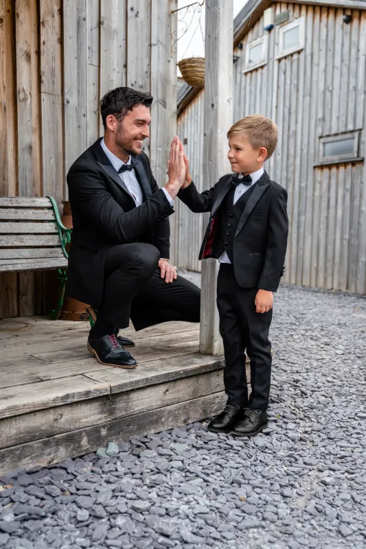 Matching Father & Son | DALTON - Black Tux Three Piece Suit sold by Marc Darcy