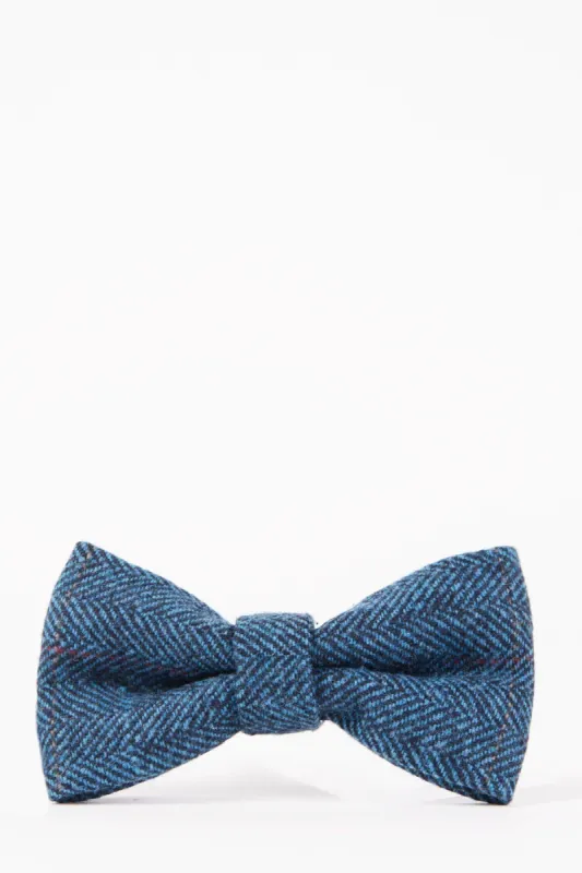 DION - Blue Tweed Check Bow Tie sold by Marc Darcy