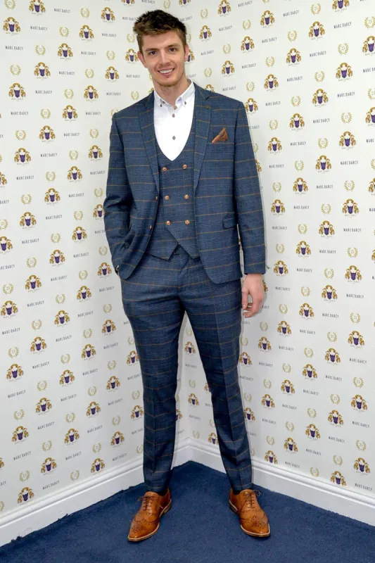 Newcastle United and England Goalkeeper Nick Pope in Jenson Marine Check Suit sold by Marc Darcy