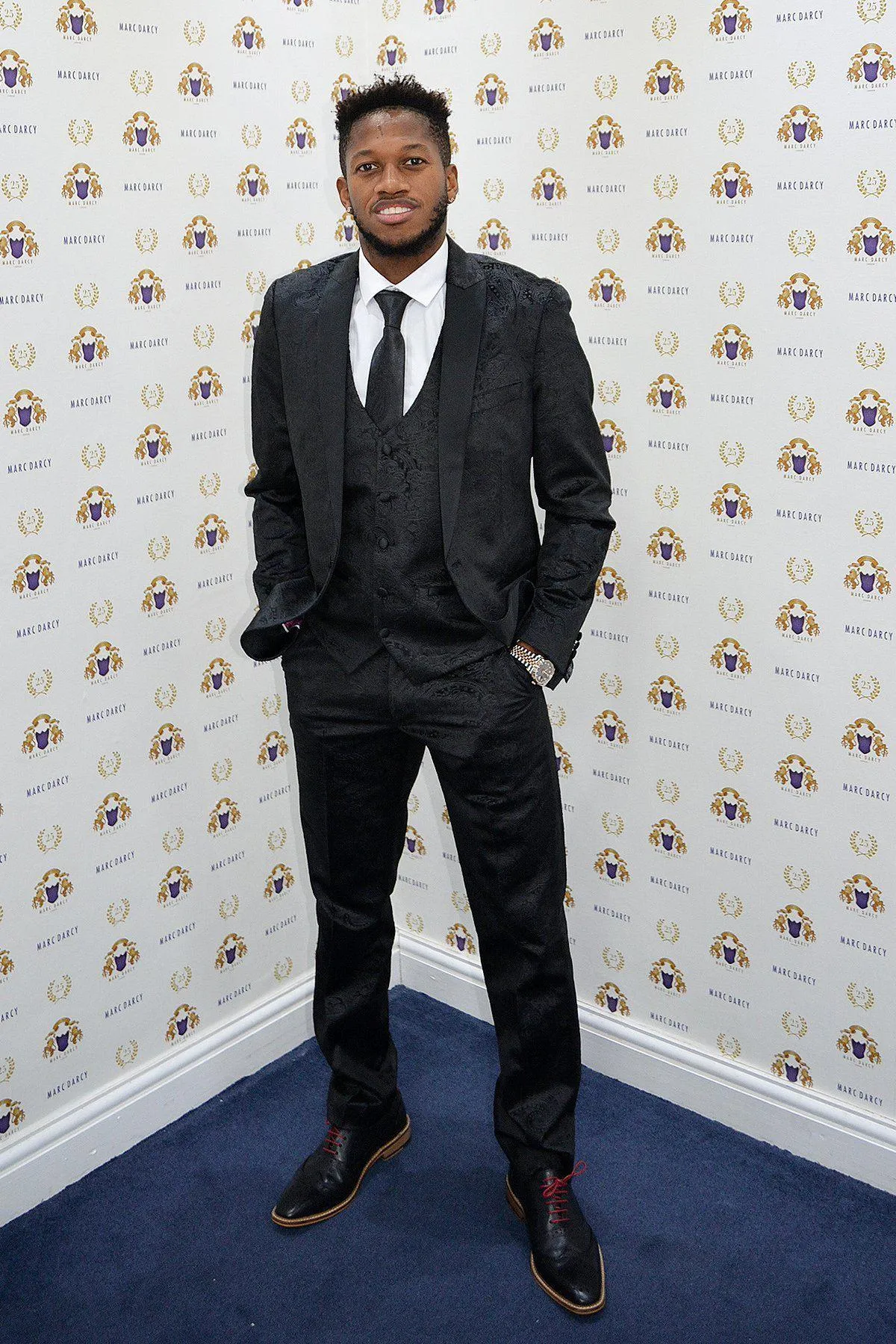 Fenerbahçe And Brazil Midfielder Fred in Simon Black Velvet Suit sold by Marc Darcy