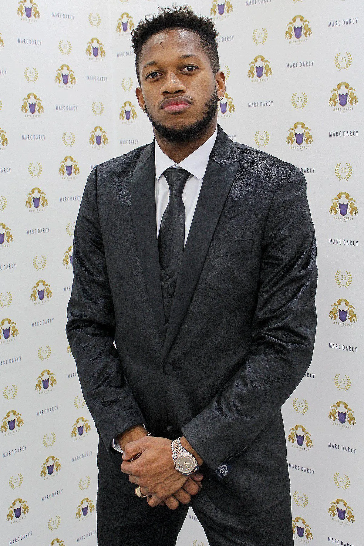 Fenerbahçe And Brazil Midfielder Fred in Simon Black Velvet Suit sold by Marc Darcy product image thumbnail 2
