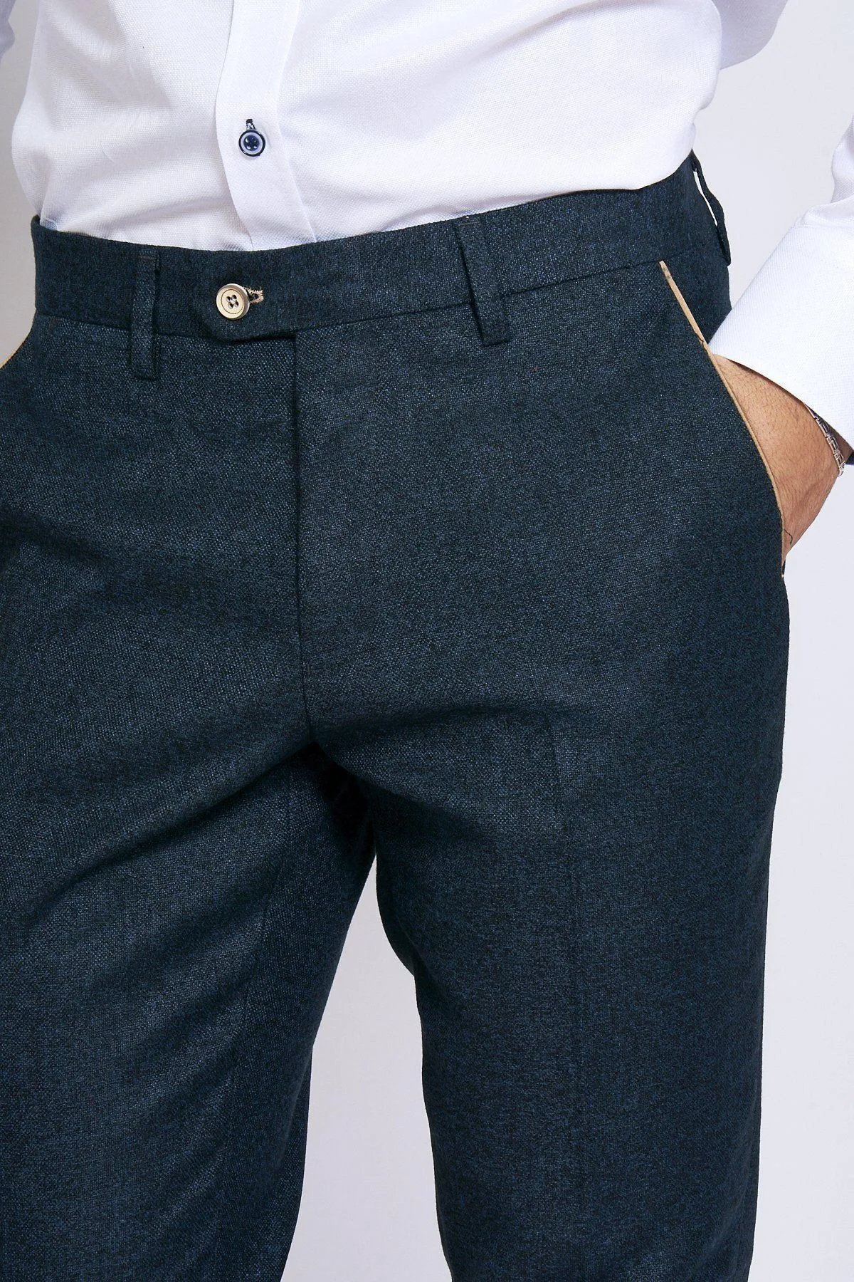 GLEN - Navy Tweed Trousers sold by Marc Darcy product image thumbnail 3