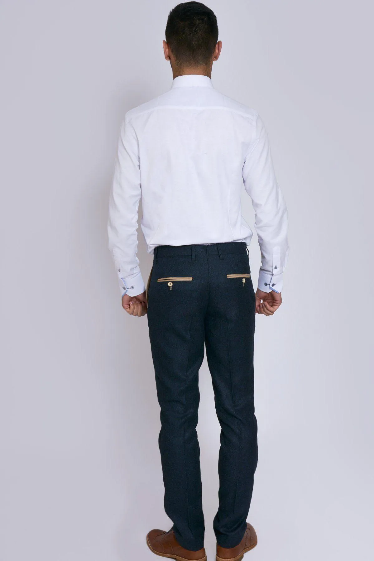 GLEN - Navy Tweed Trousers sold by Marc Darcy product image thumbnail 5