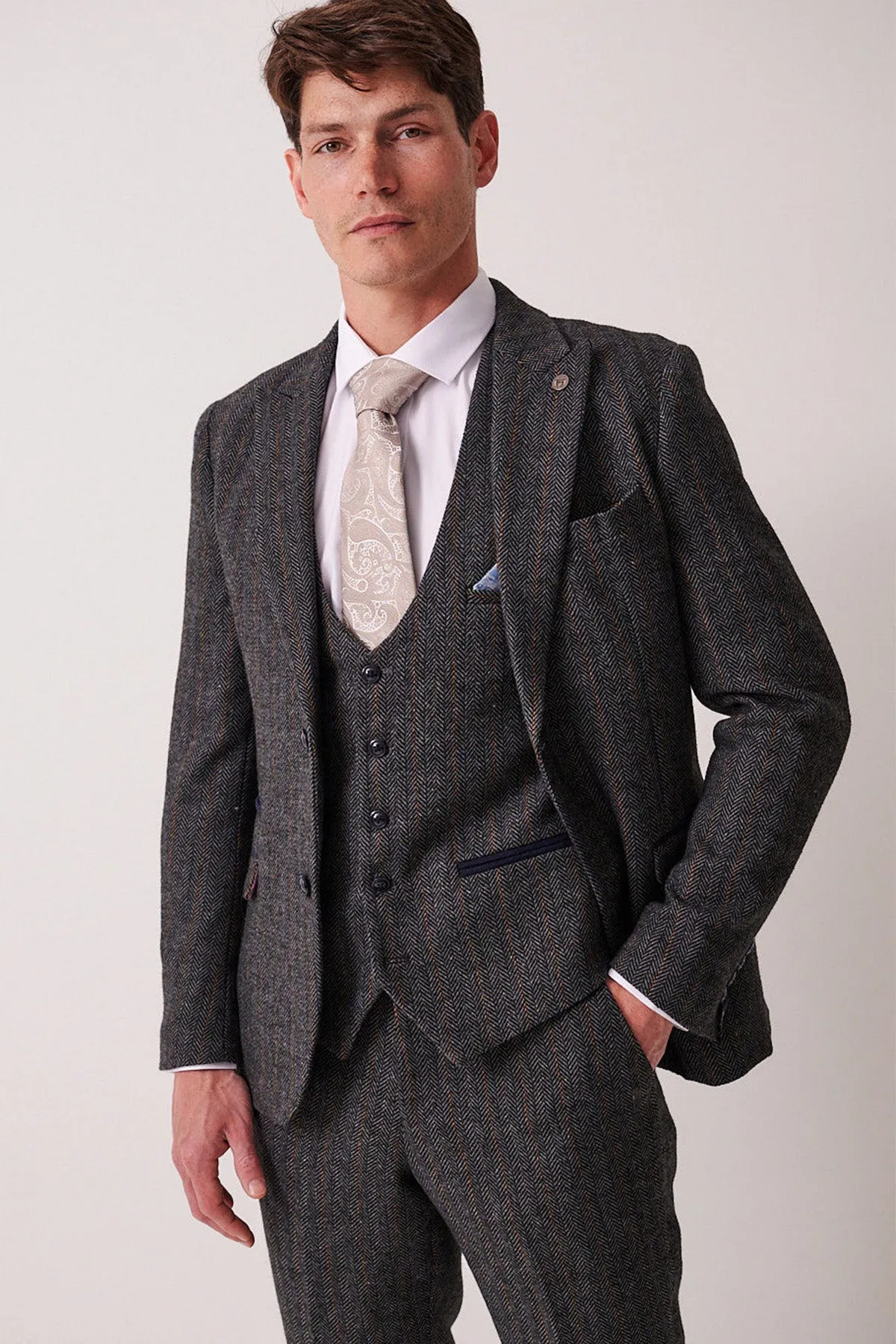DOMINIC - Blue Grey Tweed Blazer sold by Marc Darcy product image thumbnail 2