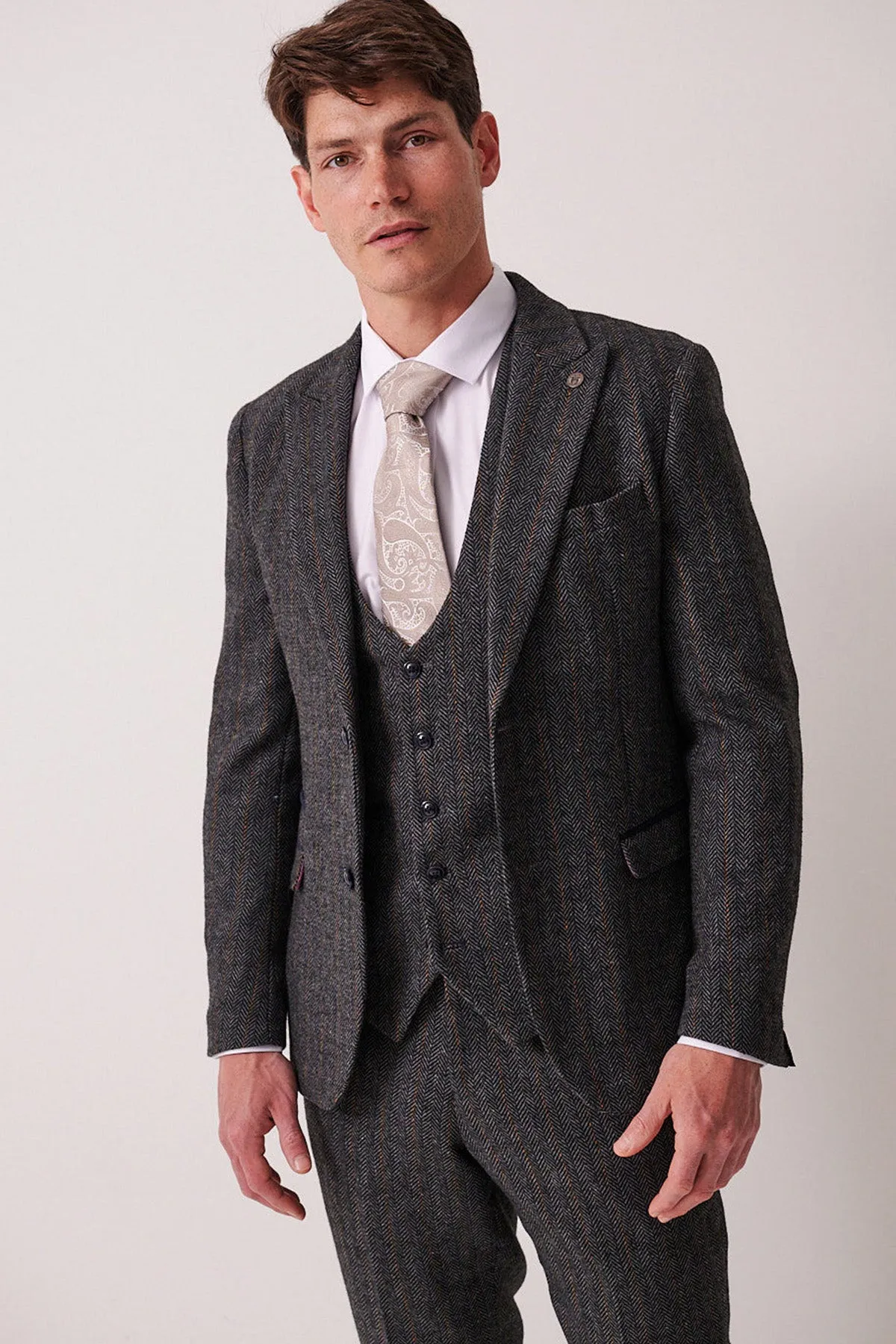DOMINIC - Blue Grey Tweed Blazer sold by Marc Darcy product image thumbnail 4