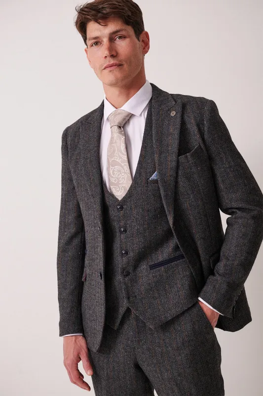 DOMINIC - Blue Grey Tweed Blazer made by Marc Darcy