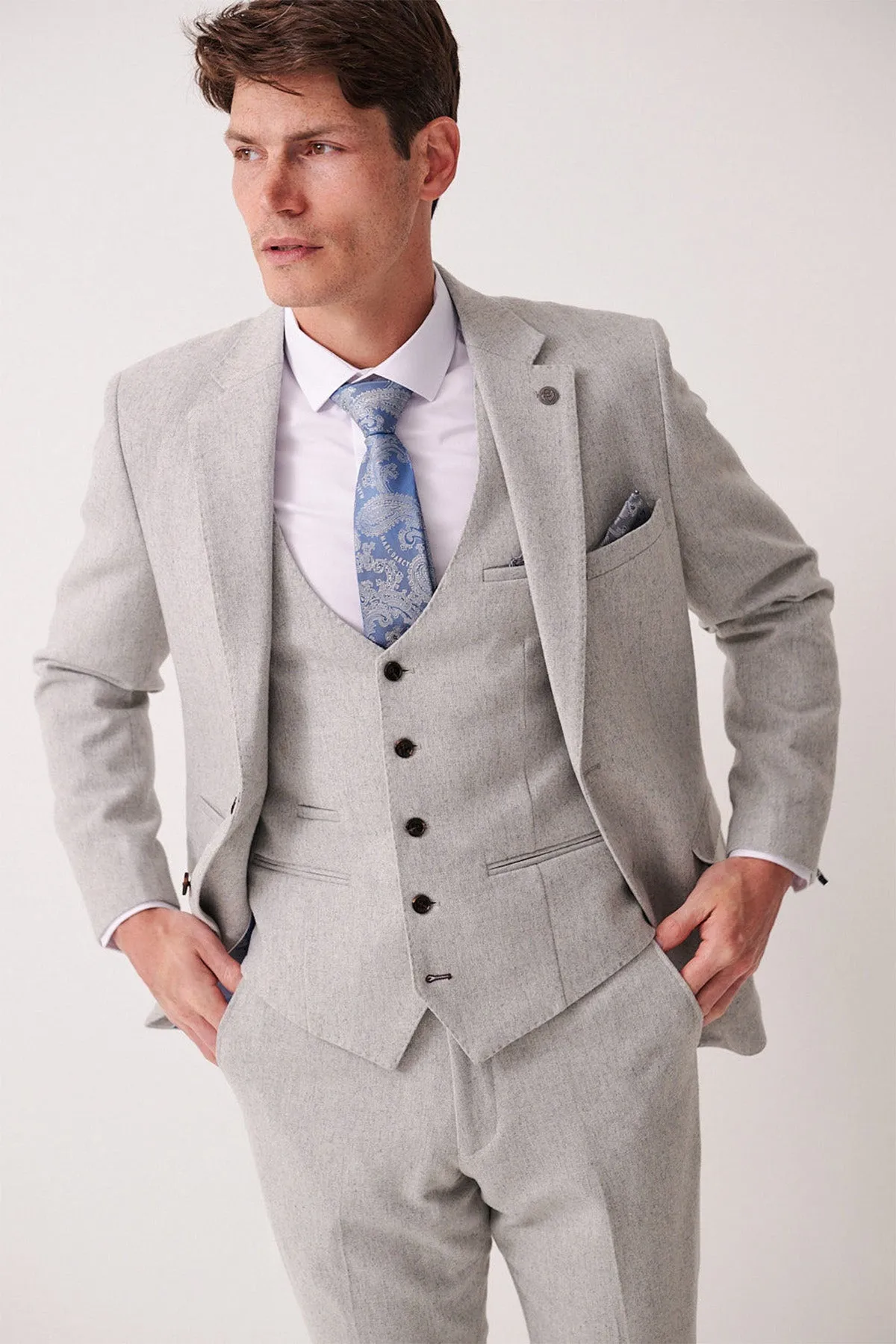 ARCHIE - Silver Tweed Three Piece Suit sold by Marc Darcy product image thumbnail 3