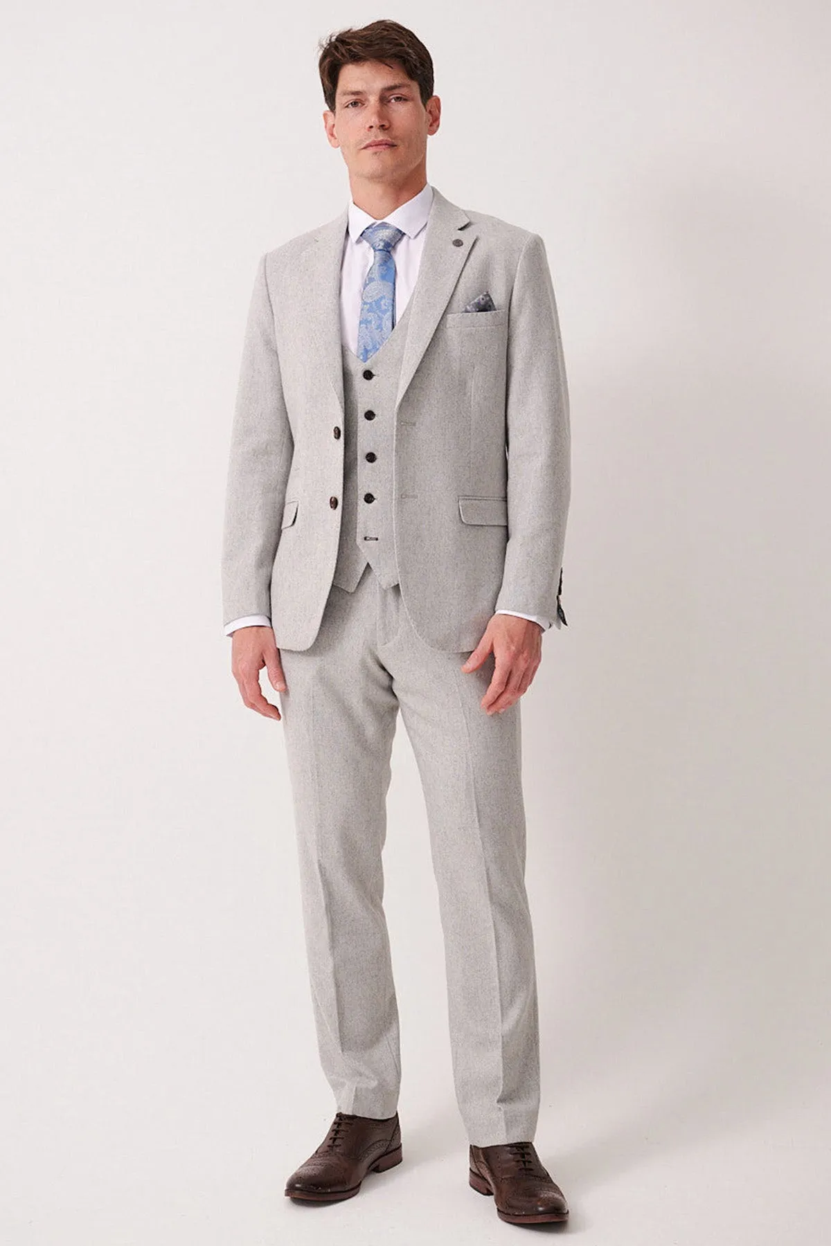 ARCHIE - Silver Tweed Three Piece Suit sold by Marc Darcy product image thumbnail 2