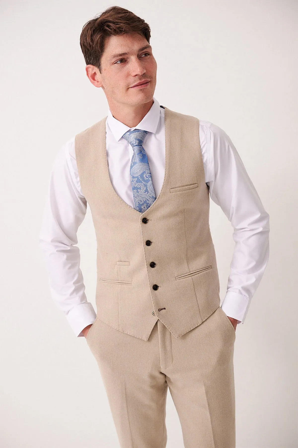 ARCHIE - Stone Tweed Waistcoat sold by Marc Darcy product image thumbnail 4