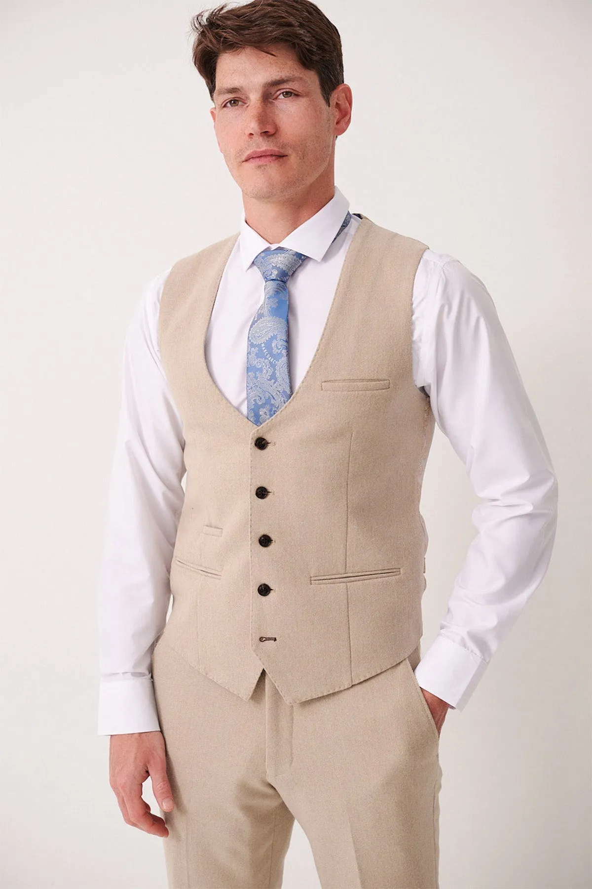 ARCHIE - Stone Tweed Waistcoat sold by Marc Darcy product image thumbnail 3