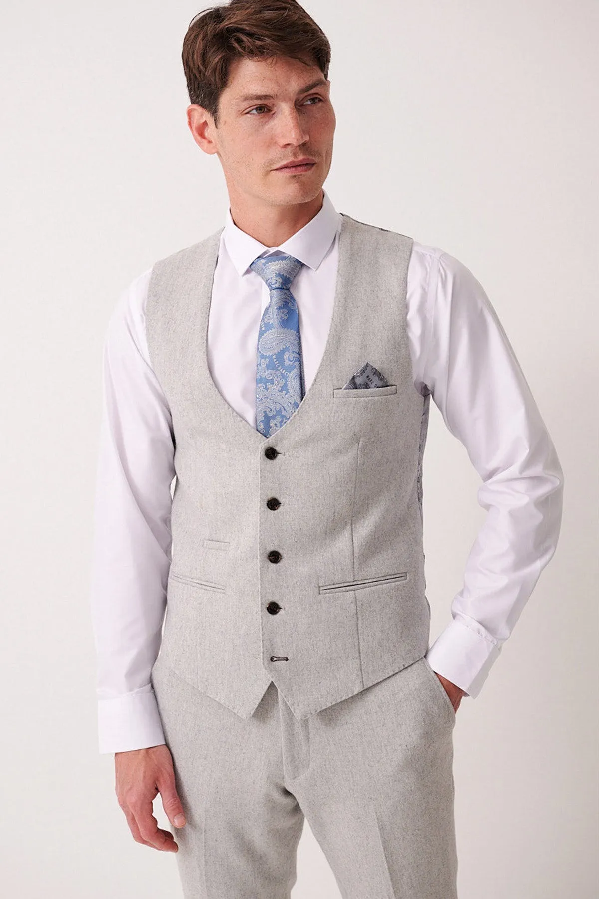 ARCHIE - Silver Tweed Waistcoat sold by Marc Darcy product image thumbnail 2