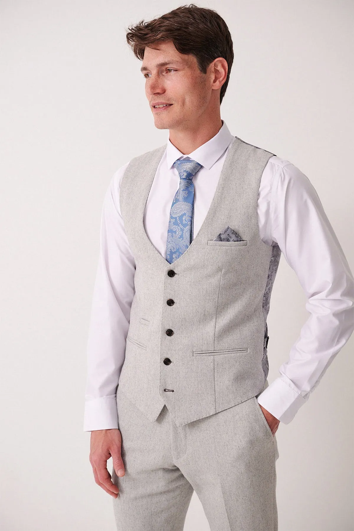 ARCHIE - Silver Tweed Waistcoat sold by Marc Darcy product image thumbnail 3