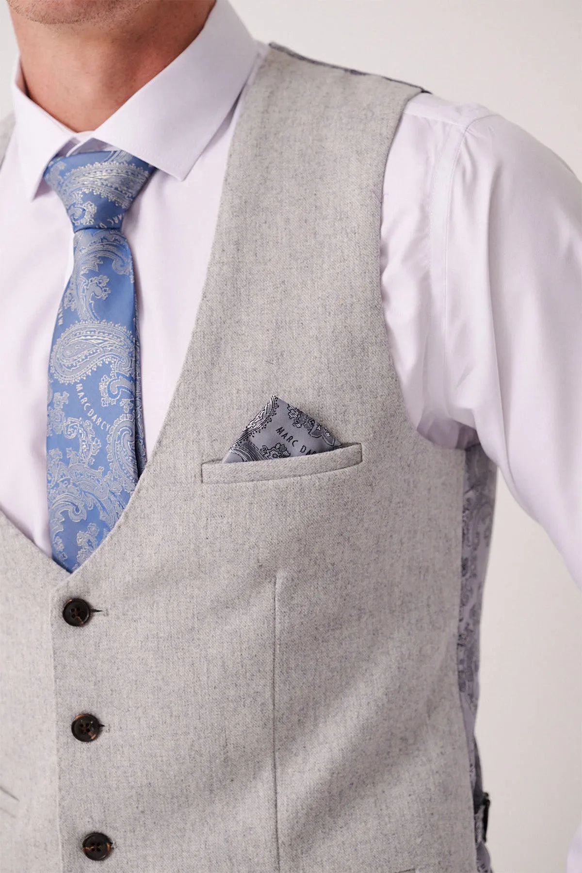ARCHIE - Silver Tweed Waistcoat sold by Marc Darcy product image thumbnail 4