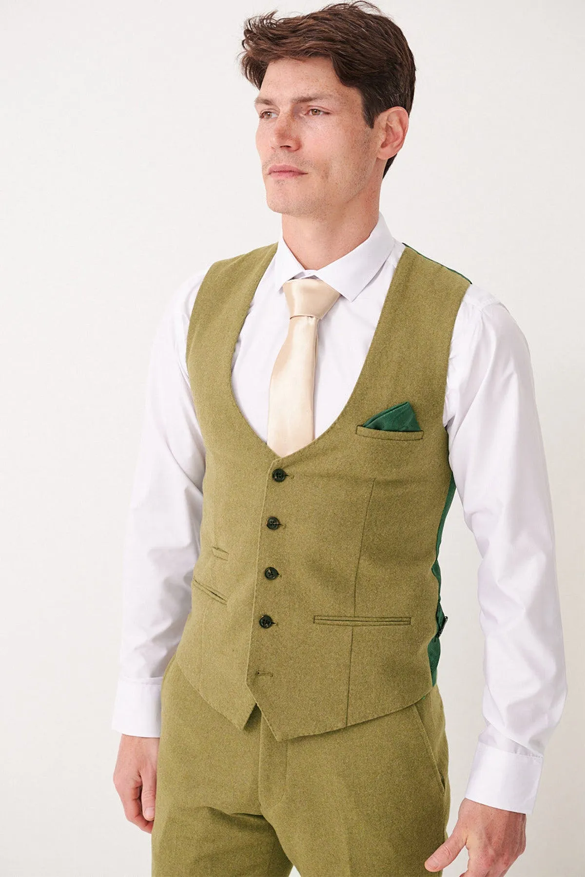 ARCHIE - Moss Tweed Waistcoat sold by Marc Darcy product image thumbnail 3