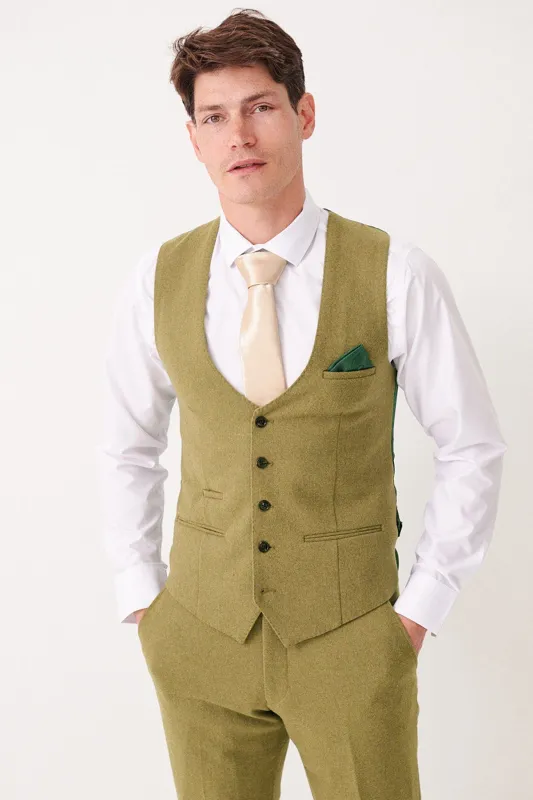 ARCHIE - Moss Tweed Waistcoat made by Marc Darcy