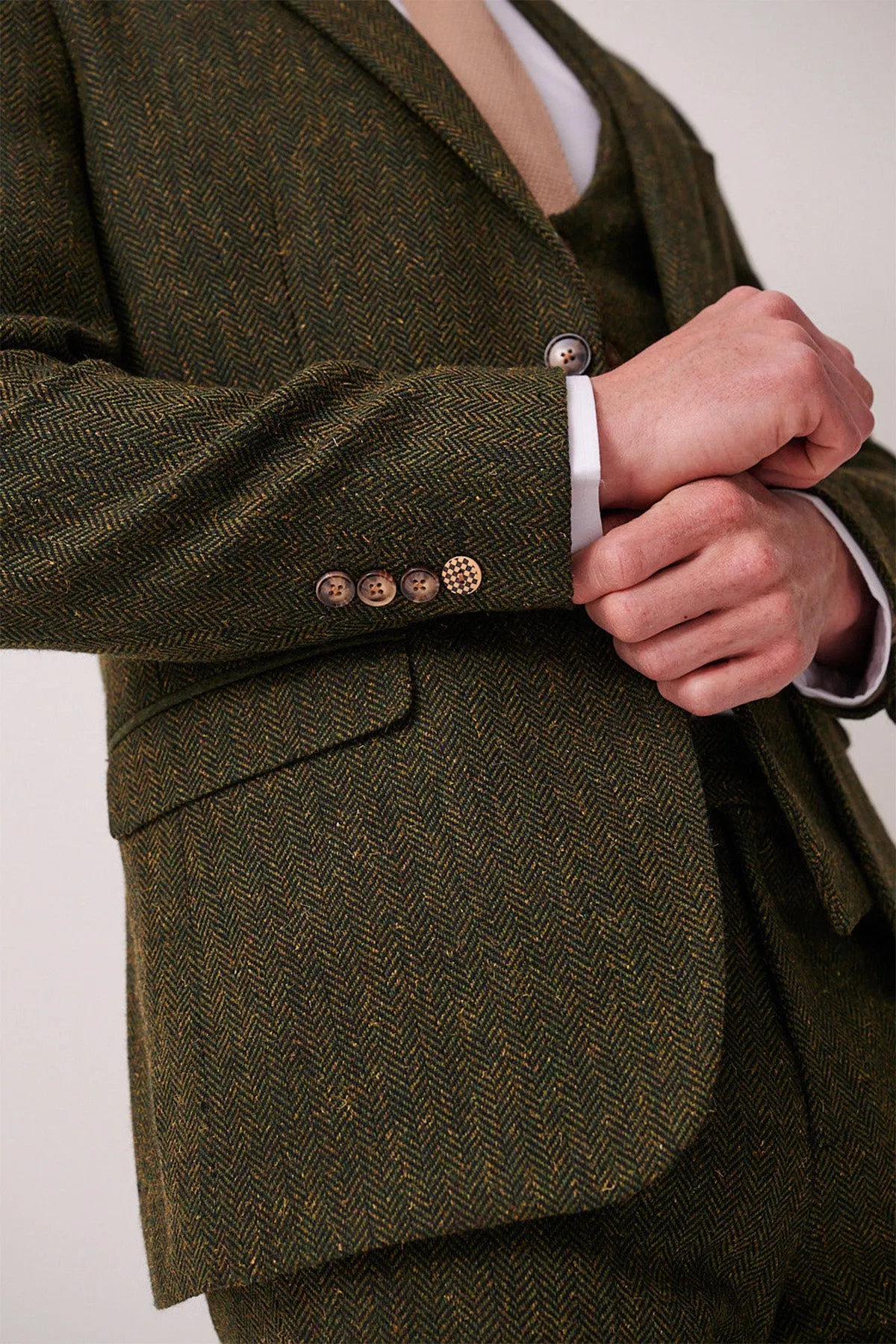 DEAN - Olive Tweed Three Piece Suit sold by Marc Darcy product image thumbnail 2