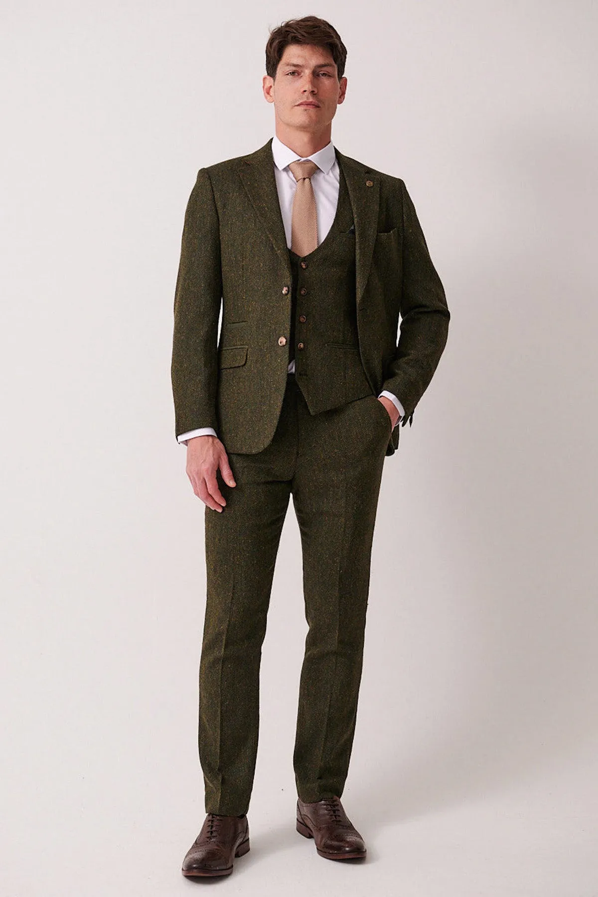 DEAN - Olive Tweed Three Piece Suit sold by Marc Darcy product image thumbnail 4