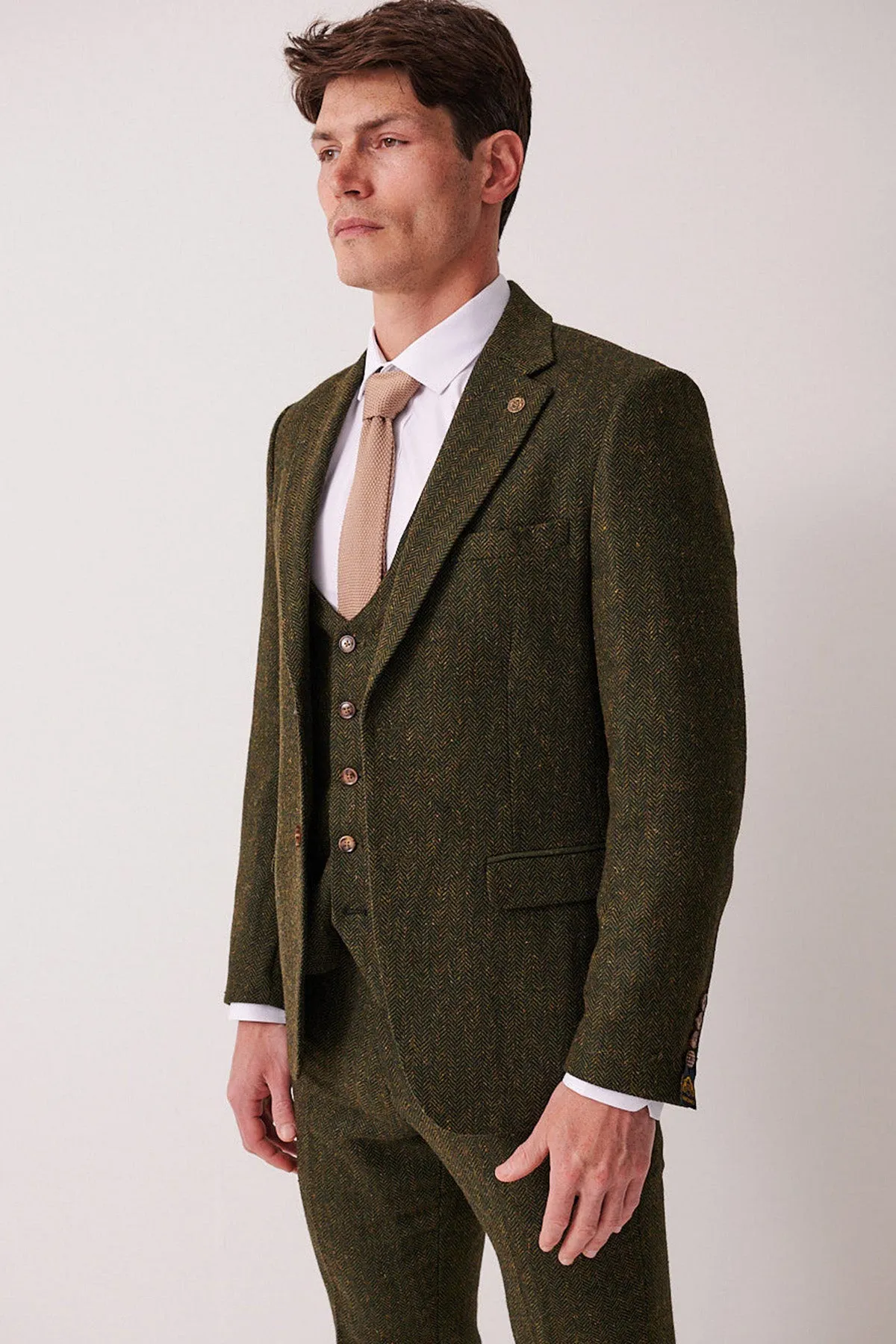 DEAN - Olive Tweed Three Piece Suit sold by Marc Darcy product image thumbnail 5