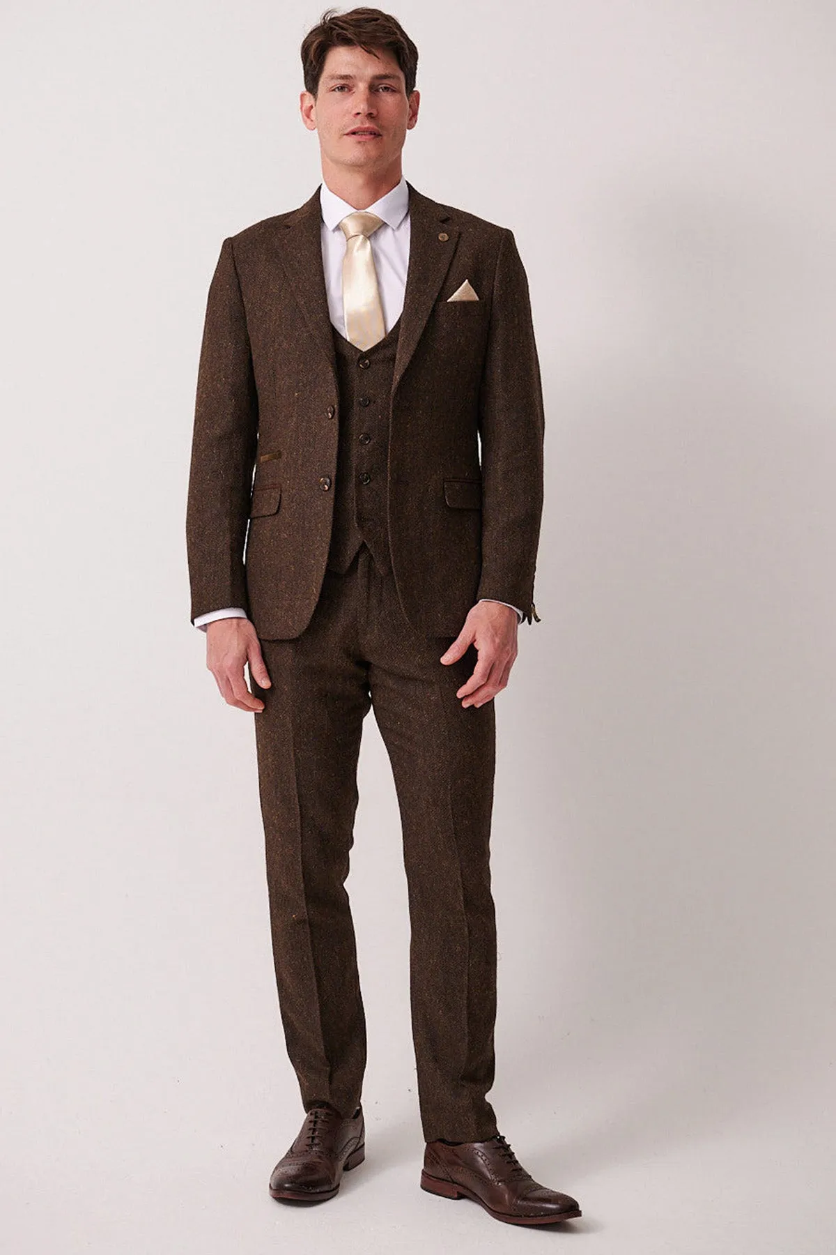 DEAN - Brown Tweed Three Piece Suit sold by Marc Darcy product image thumbnail 3