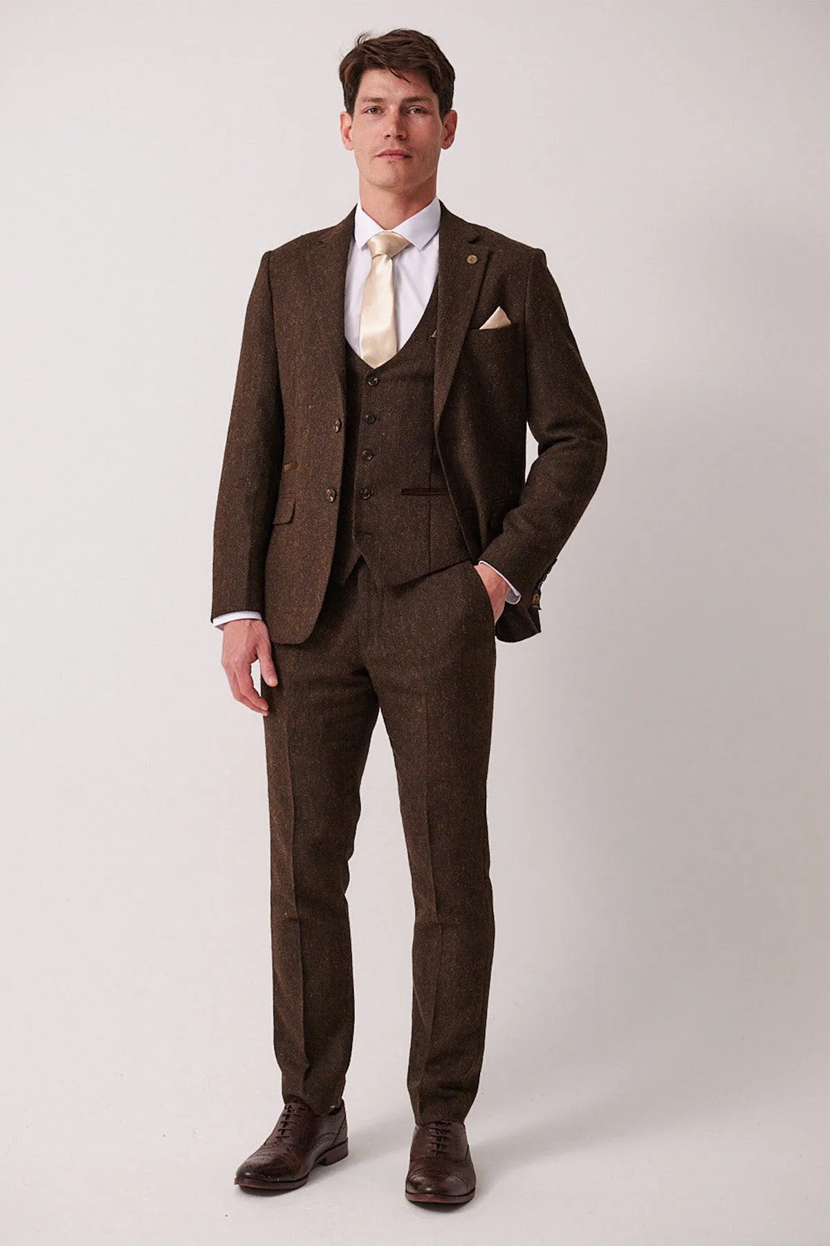 DEAN - Brown Tweed Three Piece Suit sold by Marc Darcy product image thumbnail 4