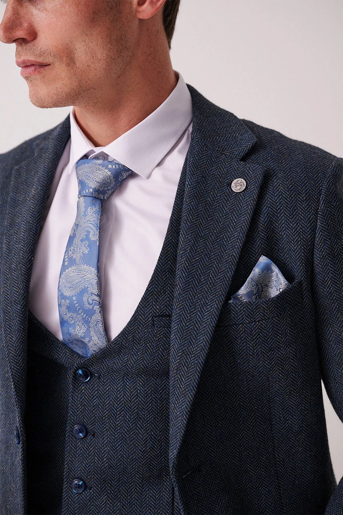 DEAN - Blue Tweed Three Piece Suit sold by Marc Darcy product image thumbnail 2