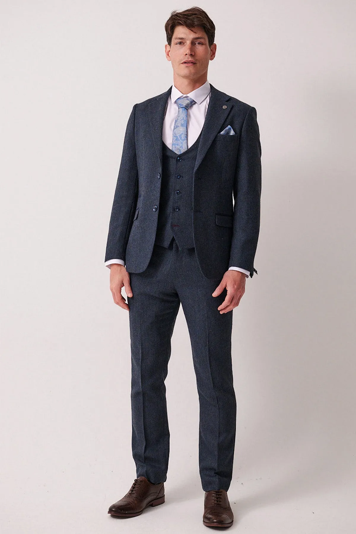 DEAN - Blue Tweed Three Piece Suit sold by Marc Darcy product image thumbnail 4