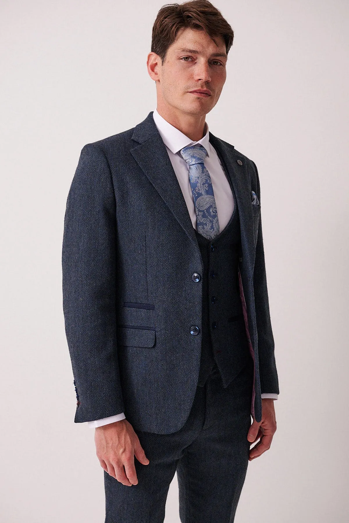 DEAN - Blue Tweed Three Piece Suit sold by Marc Darcy product image thumbnail 5