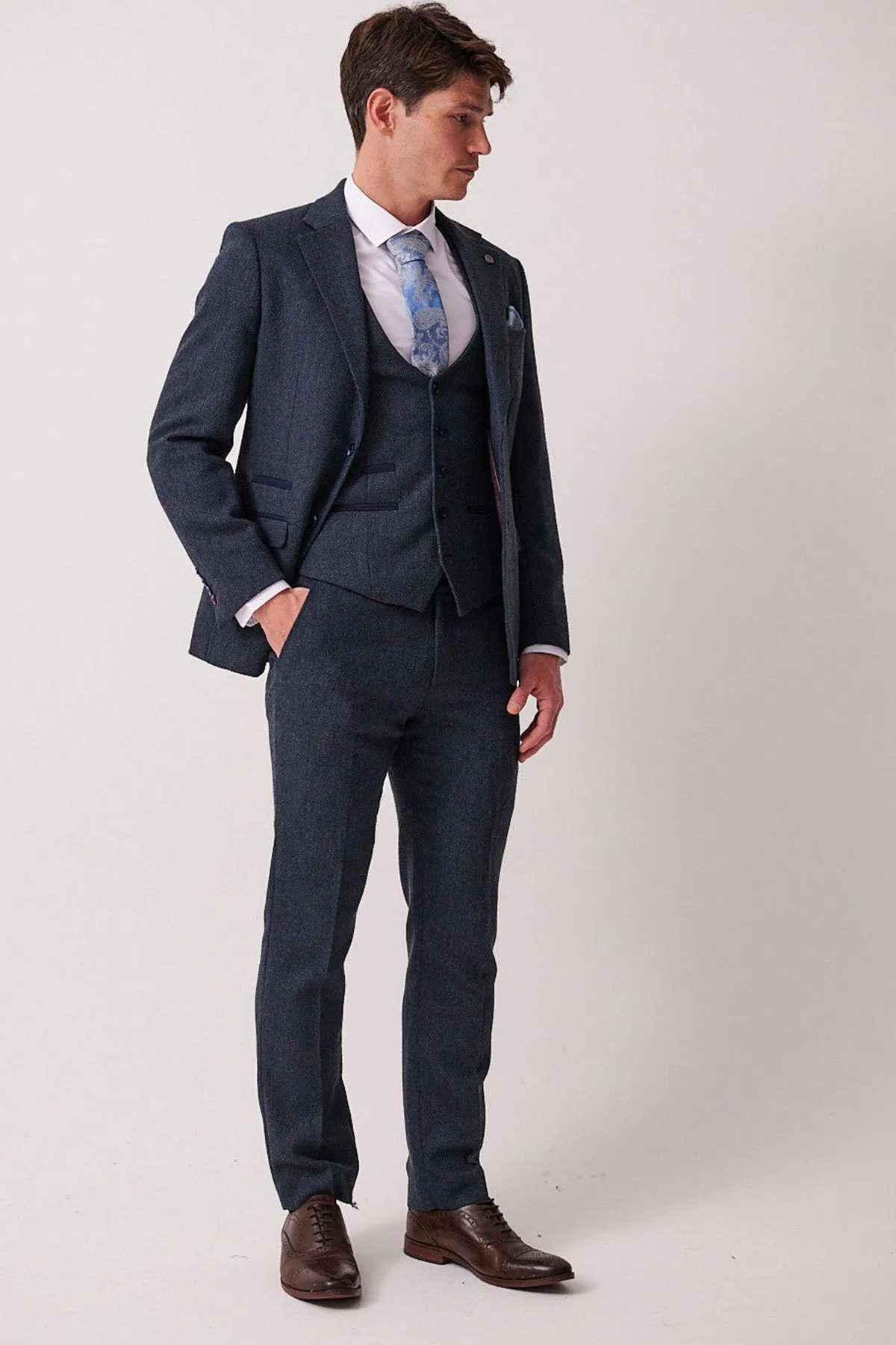 DEAN - Blue Tweed Three Piece Suit sold by Marc Darcy product image thumbnail 3