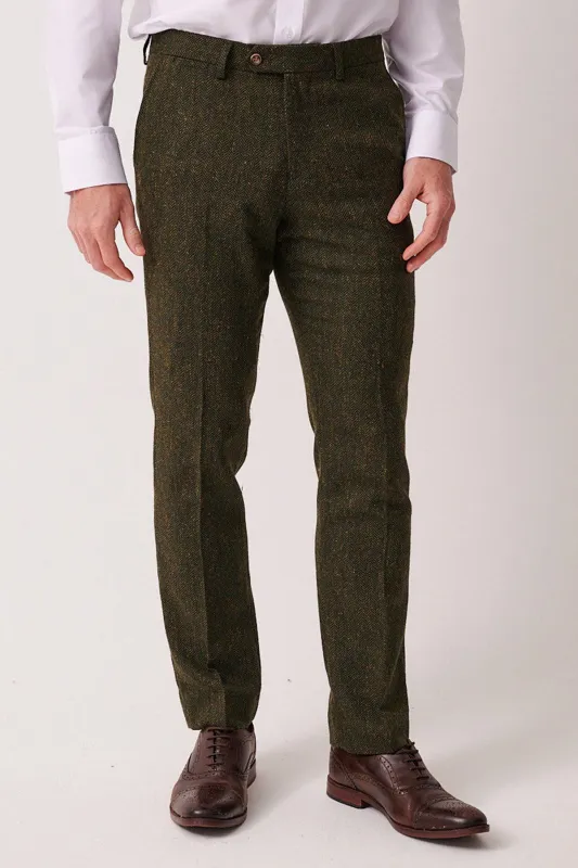 DEAN - Olive Tweed Trousers made by Marc Darcy