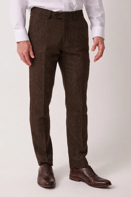 DEAN - Brown Tweed Trousers made by Marc Darcy
