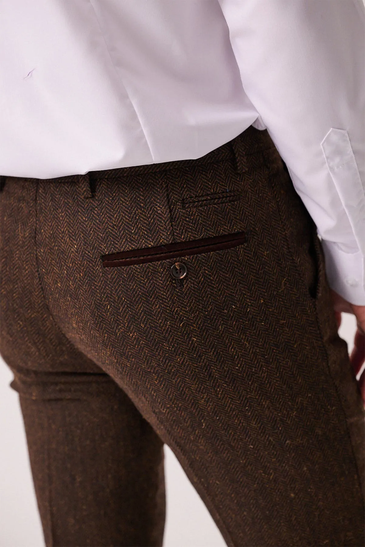 DEAN - Brown Tweed Trousers sold by Marc Darcy product image thumbnail 3
