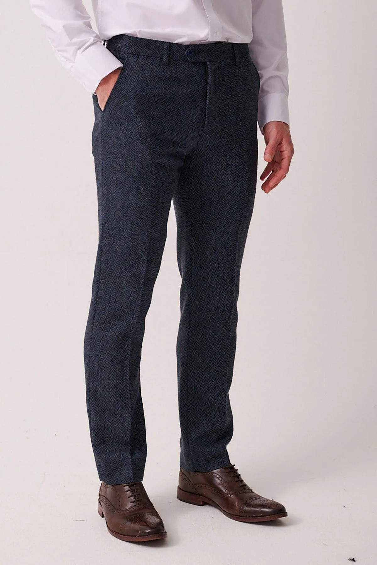 DEAN - Blue Tweed Trousers sold by Marc Darcy