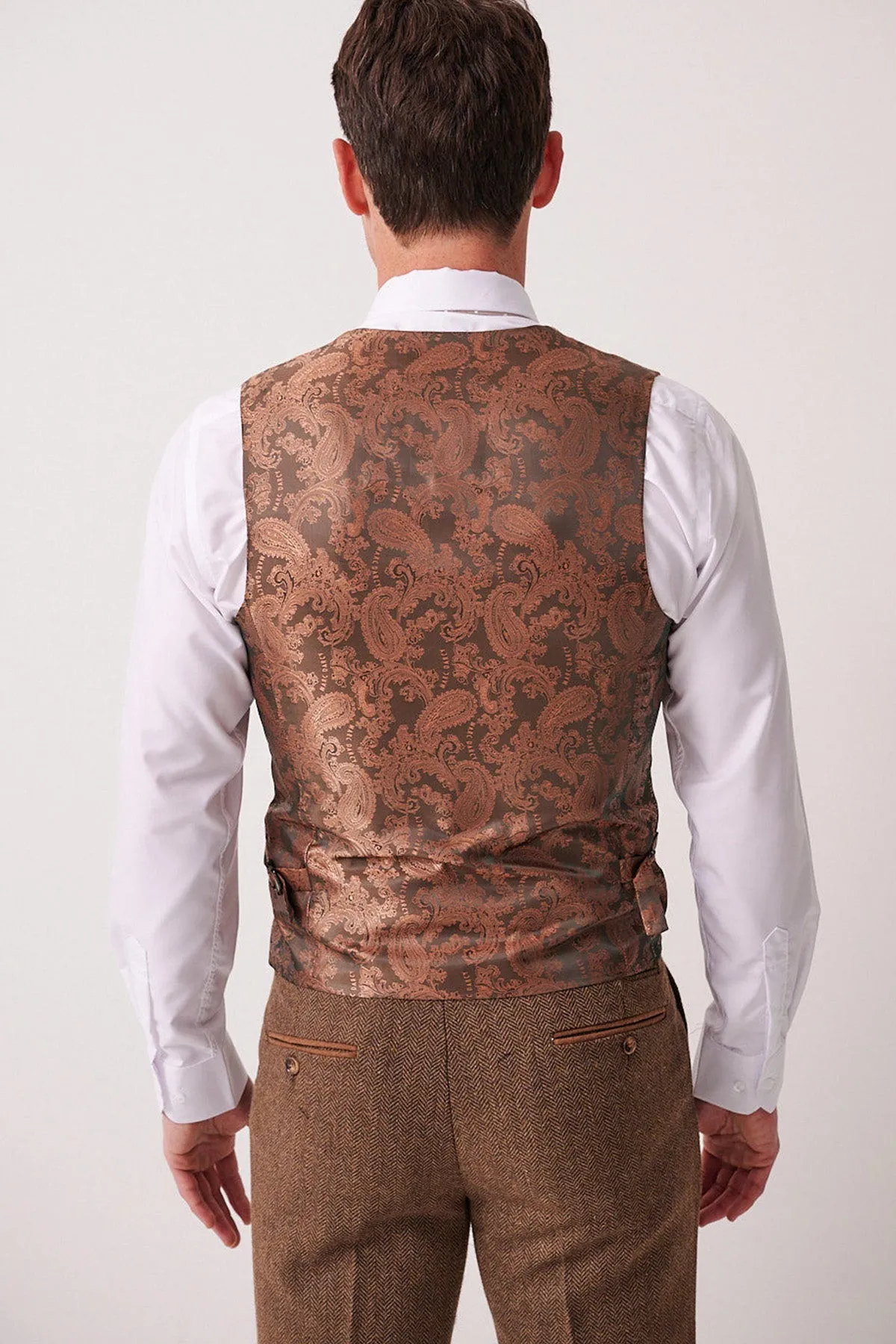 DEAN - Tan Tweed Waistcoat sold by Marc Darcy product image thumbnail 4