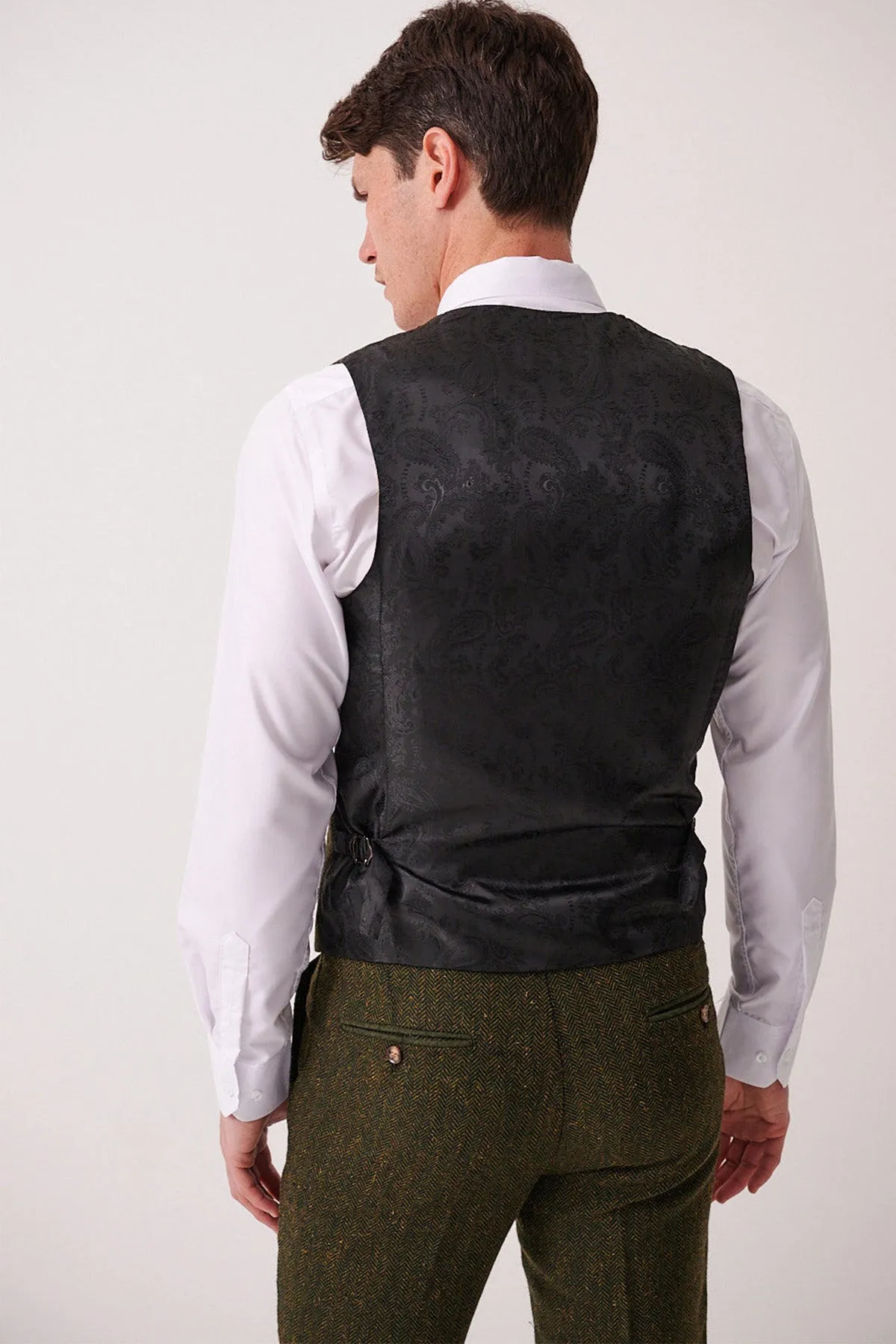 DEAN - Olive Tweed Waistcoat sold by Marc Darcy product image thumbnail 5