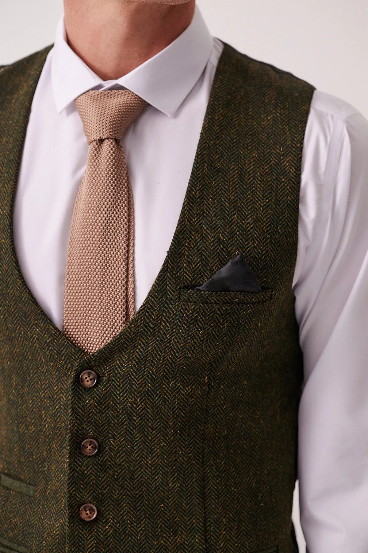 DEAN - Olive Tweed Waistcoat sold by Marc Darcy product image thumbnail 2