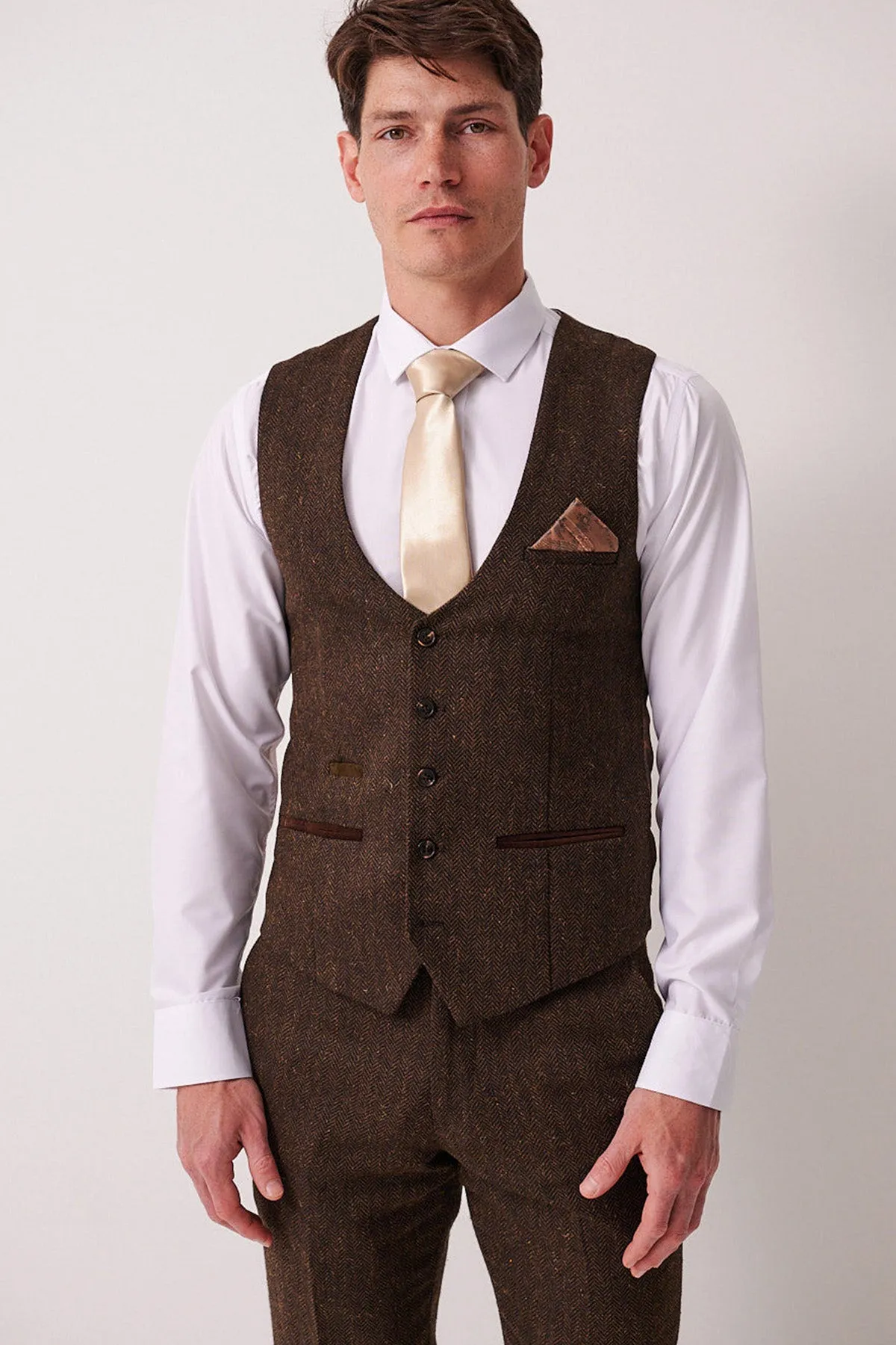 DEAN - Brown Tweed Waistcoat sold by Marc Darcy
