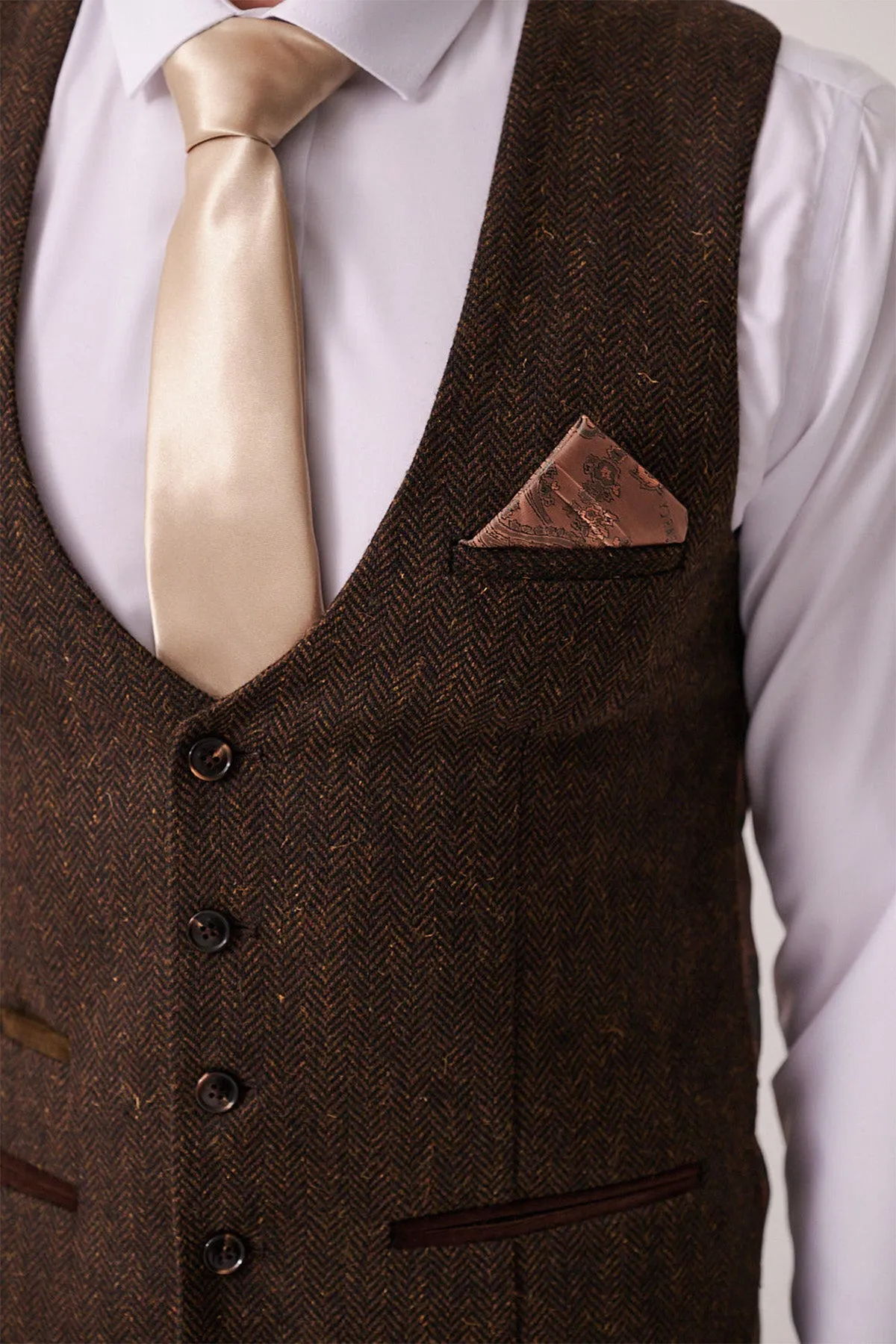 DEAN - Brown Tweed Waistcoat sold by Marc Darcy product image thumbnail 3