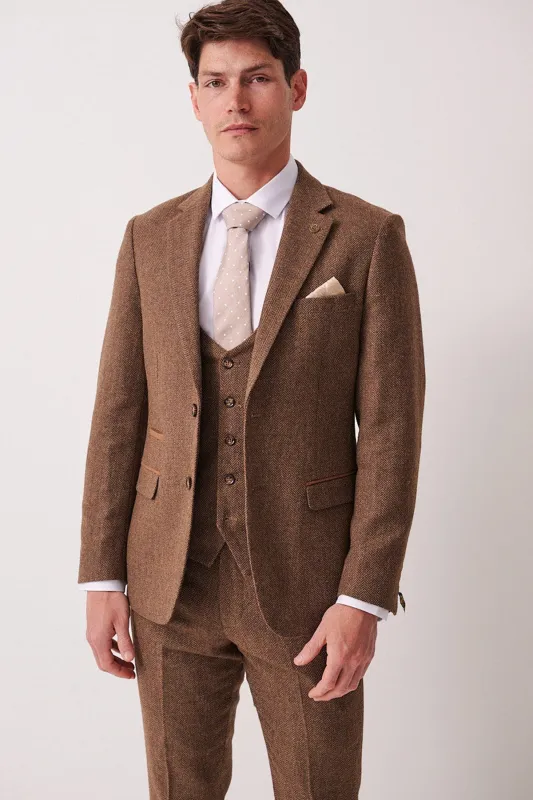DEAN - Tan Tweed Blazer made by Marc Darcy
