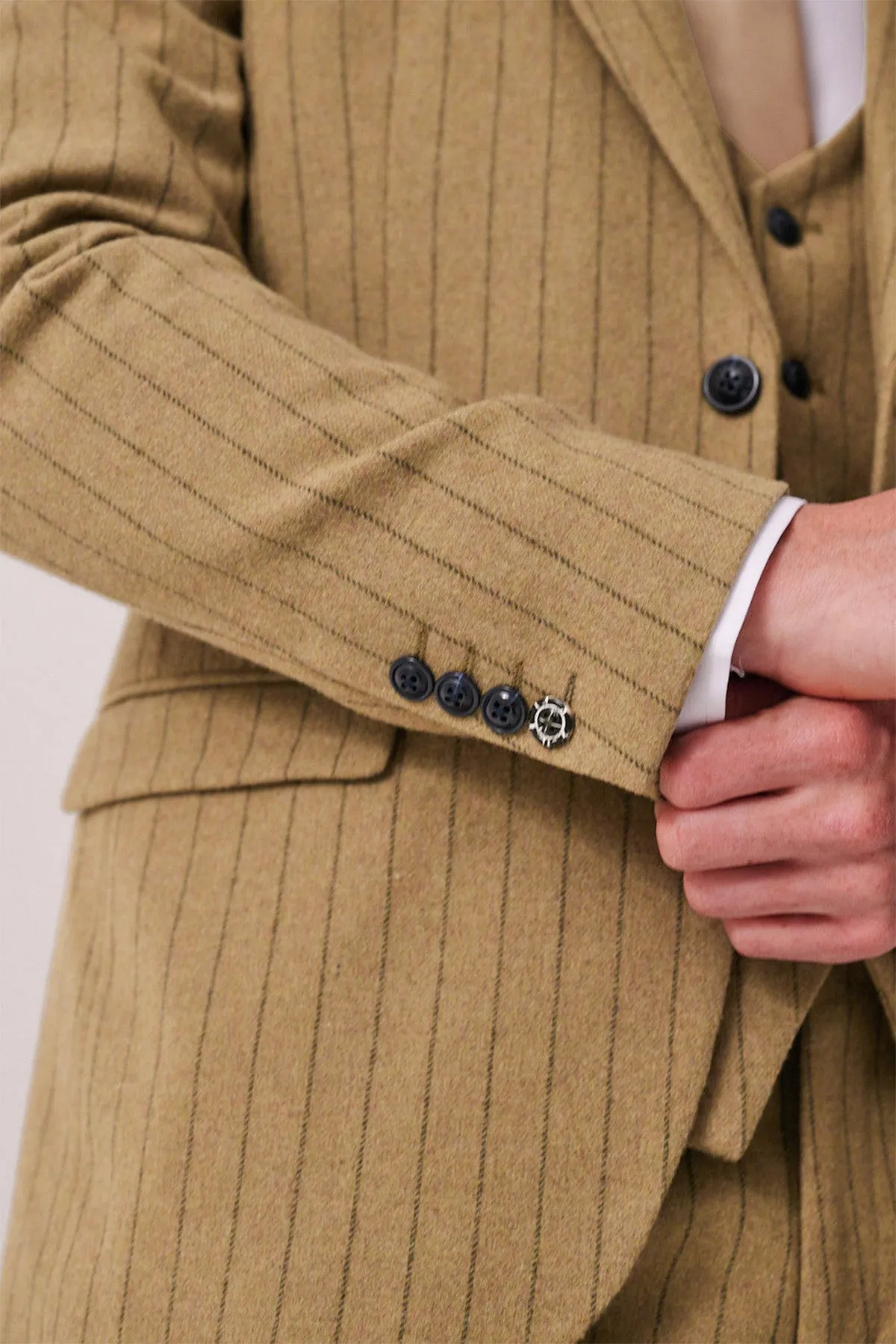 HANSON - Moss Tweed Pinstripe Three Piece Suit sold by Marc Darcy product image thumbnail 5
