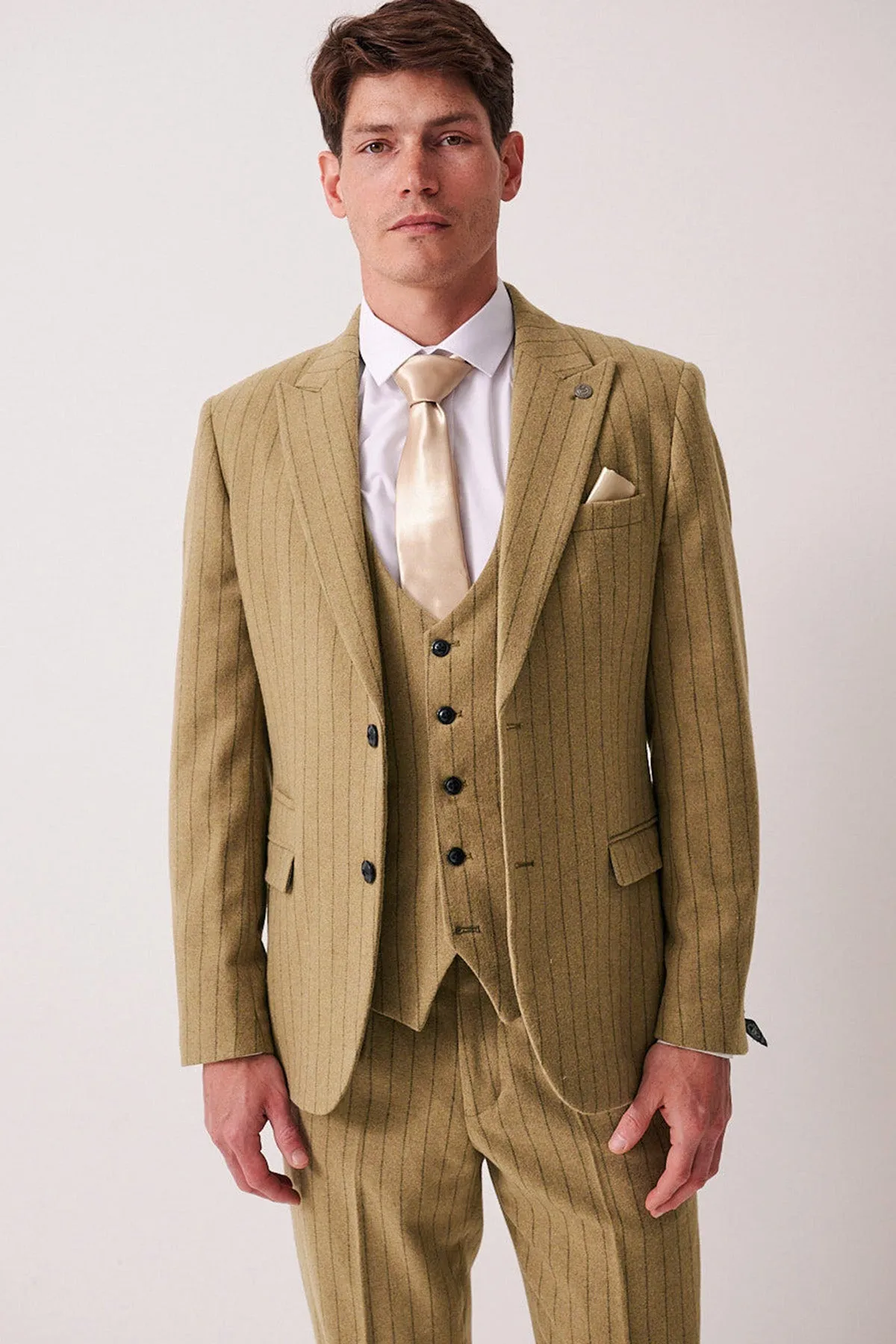 HANSON - Moss Tweed Pinstripe Three Piece Suit sold by Marc Darcy product image thumbnail 2